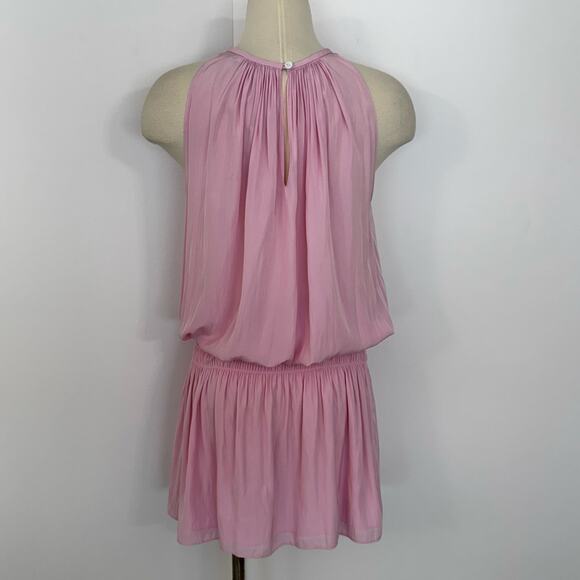 Ramy Brook Paris Halter Sleeveless Mini Dress Smocked Waist Pink M NWT - Picture 8 of 13